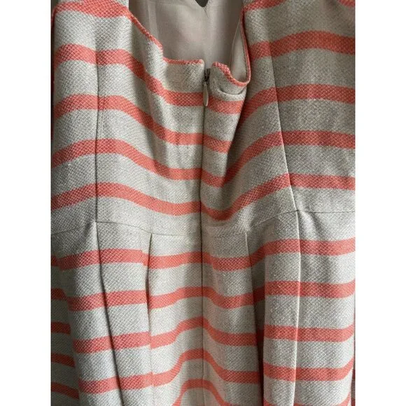Banana Republic Dress 10 Coral Striped Linen Blend A-Line Halter Sleeveless - Picture 6 of 13